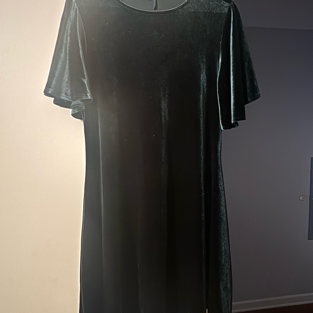 Primark Dark Green Velvet Midi Dress